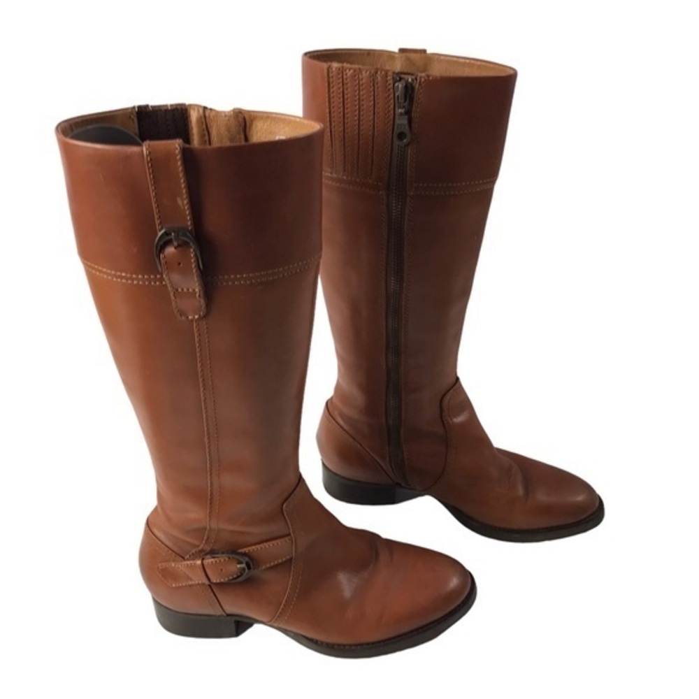 Ariat York Womens 7B Leather Zip Up Knee High Riding Boots Brown Equestrian